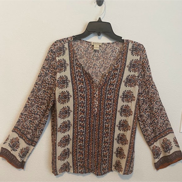 Lucky Brand Boho Paisley Blouse M - Picture 1 of 7